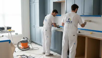 Cabinet painting in Wilmington, NC for a durable kitchen or bath finish by Wilmington Paint Pros