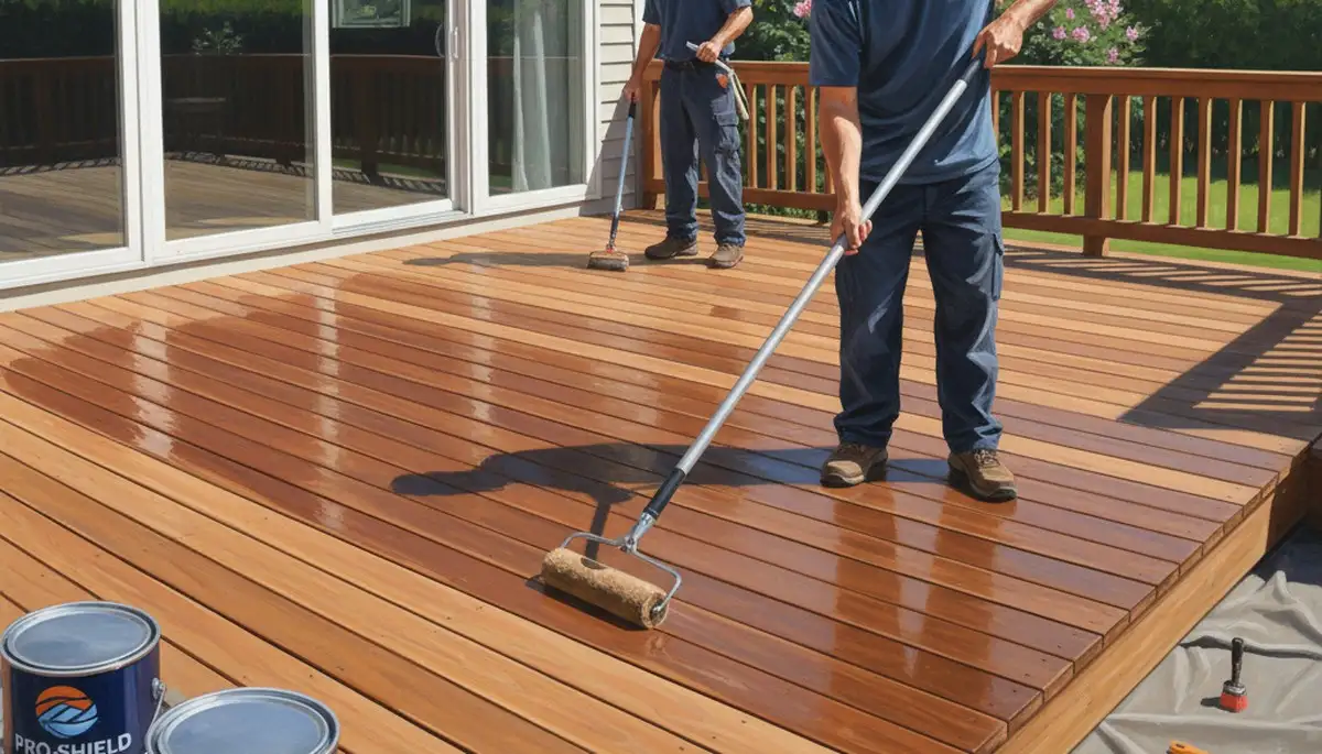 Deck sealing service in Wilmington, NC protecting a wood deck from coastal weather