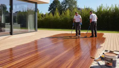 Deck staining service in Wilmington, NC protecting wood decks from sun and salt air